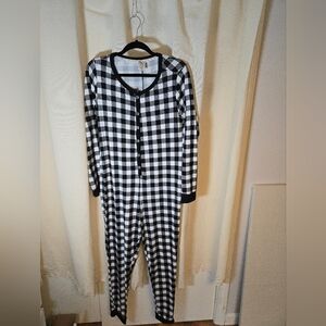 Lucky Brand Black and White One Piece Pajamas Buffalo Check